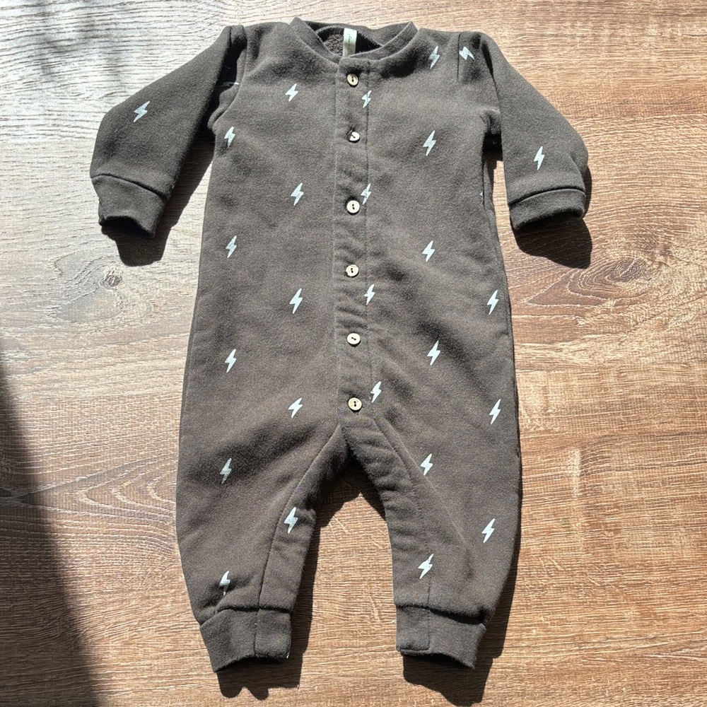 Baby Long-Sleeve One-Piece with Lightning Print